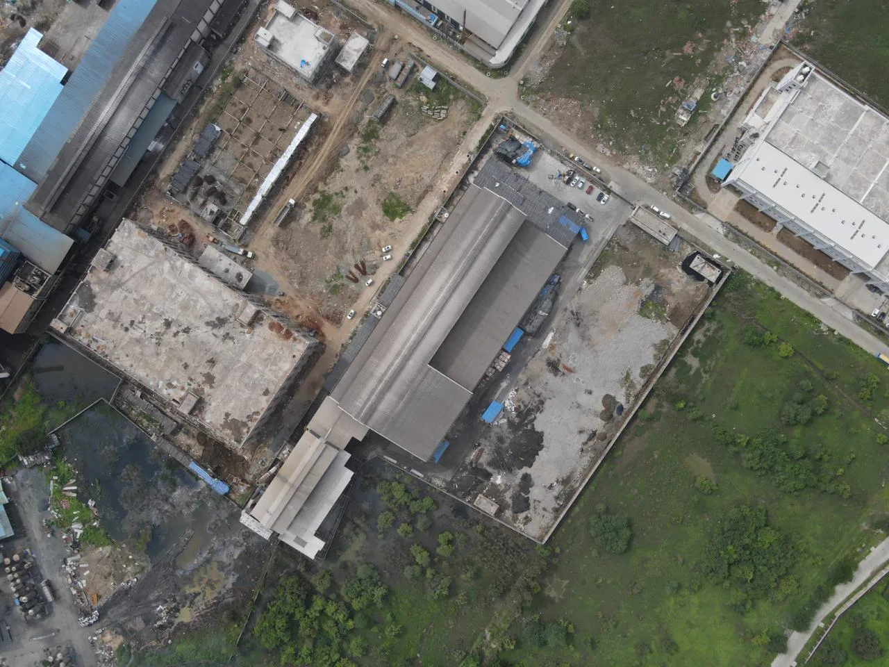 Top-down drone view of the plant